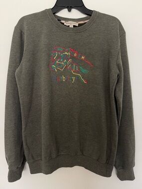 Green Embroidered Logo Crewneck Sweater